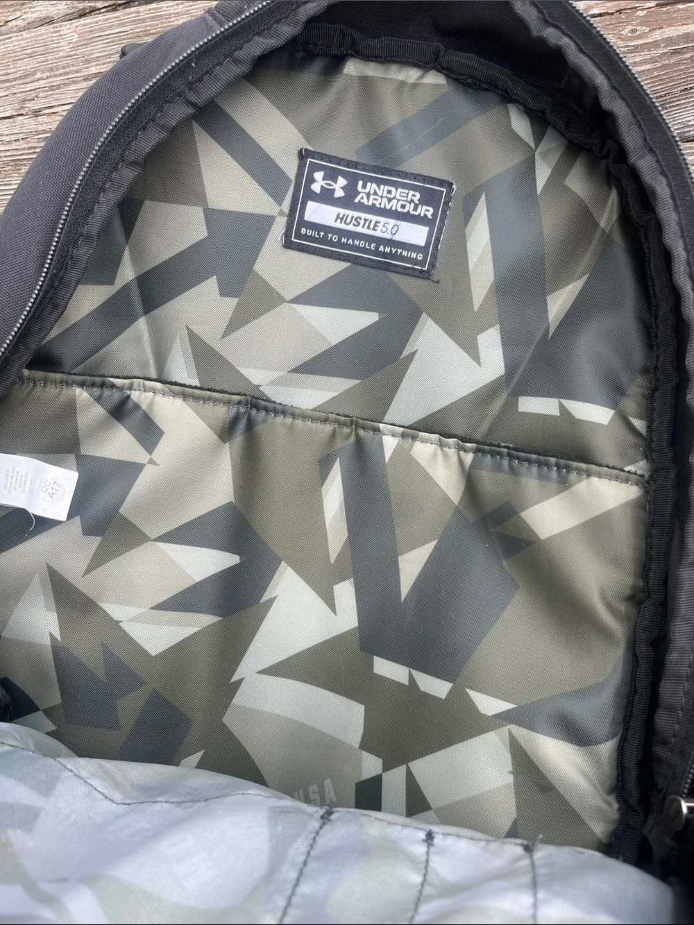 Under Armour Hustle 5.0 Black & Red Backpack with Camo Interior Freedom Series